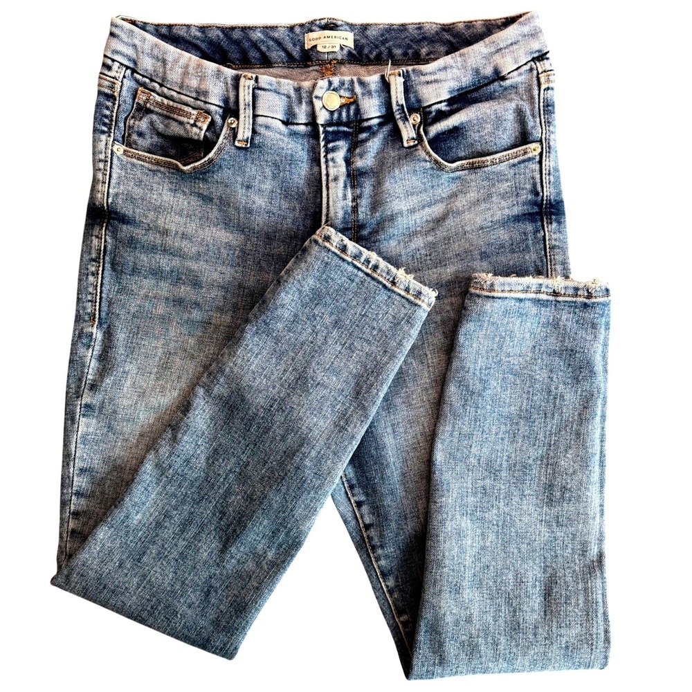 Good American 12/31 Good Legs Skinny Ankle Sculpting Jeans Raw Hem